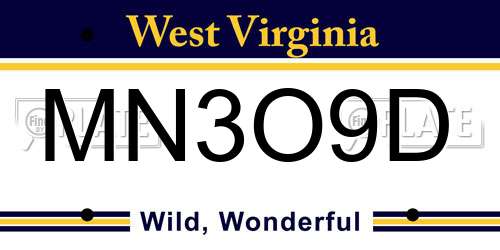 MN3O9D West Virginia License Plate