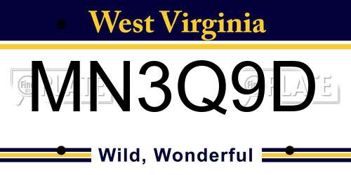 MN3Q9D West Virginia License Plate