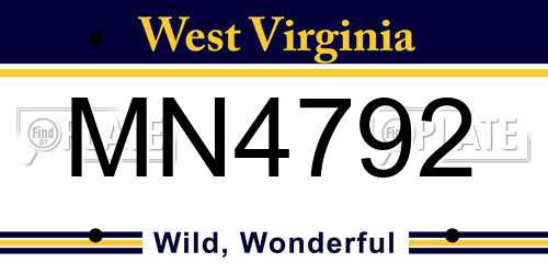 MN4792 West Virginia License Plate