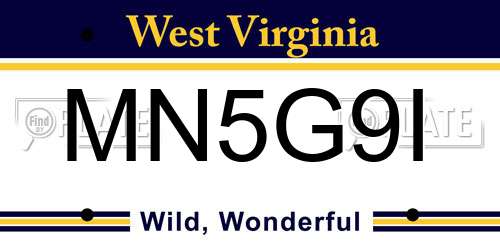 MN5G9I West Virginia License Plate