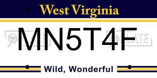 MN5T4F West Virginia License Plate