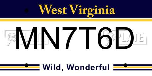 MN7T6D West Virginia License Plate