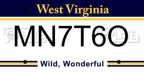 MN7T6O West Virginia License Plate