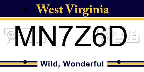MN7Z6D West Virginia License Plate
