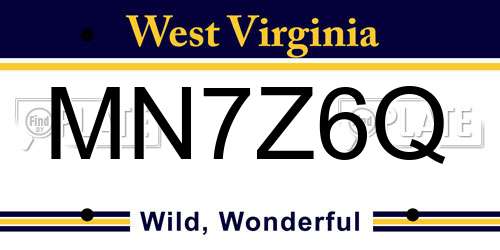 MN7Z6Q West Virginia License Plate