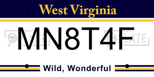 MN8T4F West Virginia License Plate