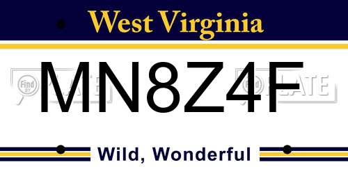 MN8Z4F West Virginia License Plate