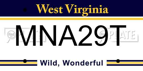 MNA29T West Virginia License Plate