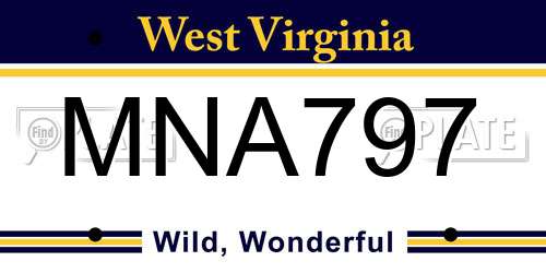 MNA797 West Virginia License Plate