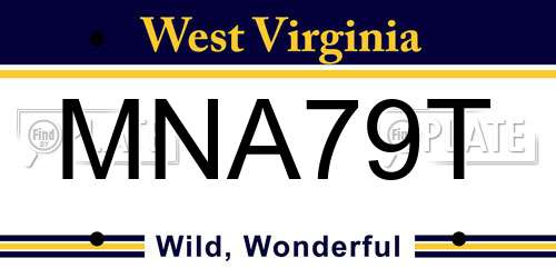 MNA79T West Virginia License Plate