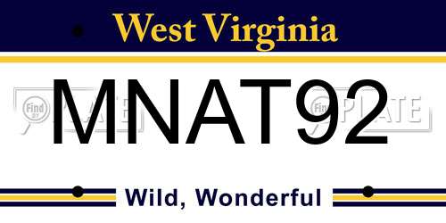 MNAT92 West Virginia License Plate