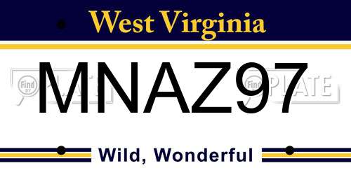 MNAZ97 West Virginia License Plate