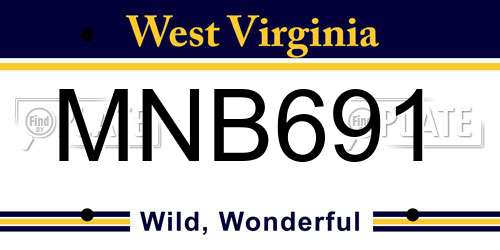 MNB691 West Virginia License Plate