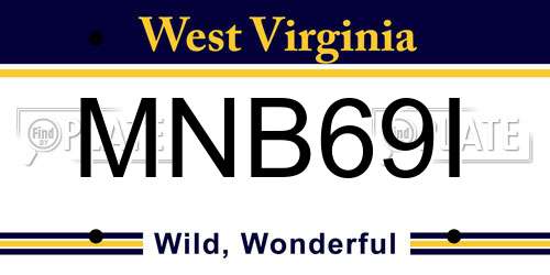 MNB69I West Virginia License Plate