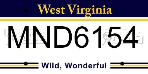 MND6154 West Virginia License Plate