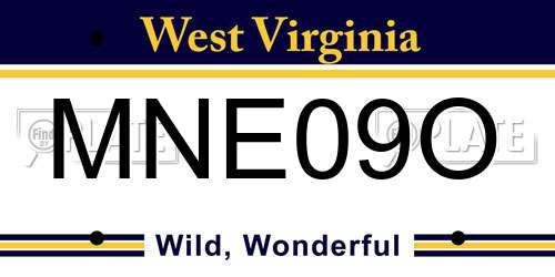 MNE09O West Virginia License Plate