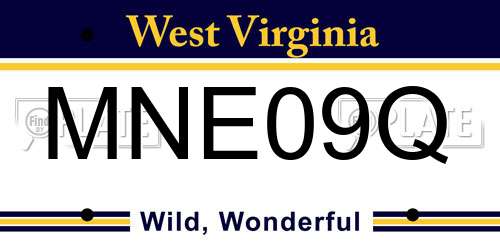 MNE09Q West Virginia License Plate