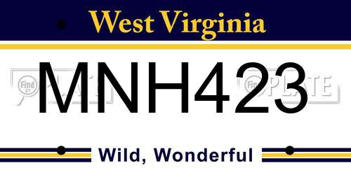 MNH423 West Virginia License Plate
