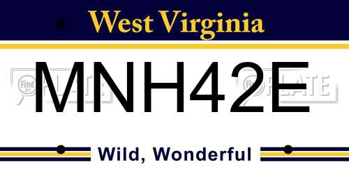 MNH42E West Virginia License Plate