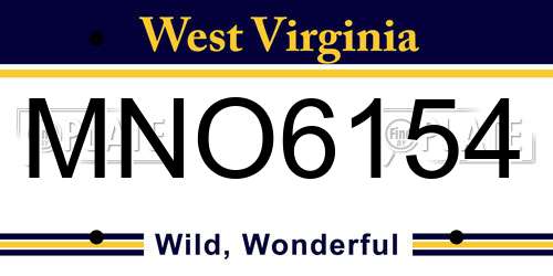 MNO6154 West Virginia License Plate
