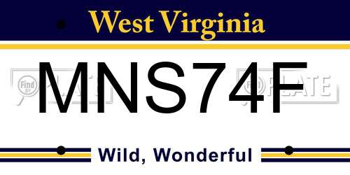 MNS74F West Virginia License Plate