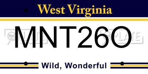MNT26O West Virginia License Plate
