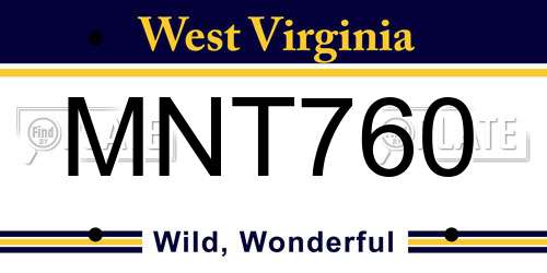 MNT760 West Virginia License Plate