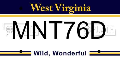 MNT76D West Virginia License Plate