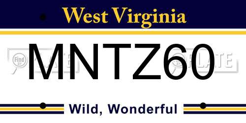 MNTZ60 West Virginia License Plate