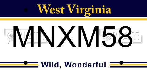 MNXM58 West Virginia License Plate