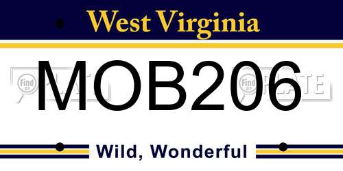 MOB206 West Virginia License Plate
