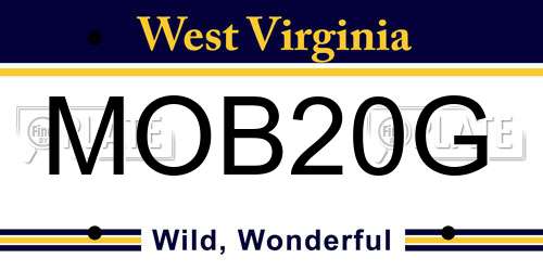 MOB20G West Virginia License Plate