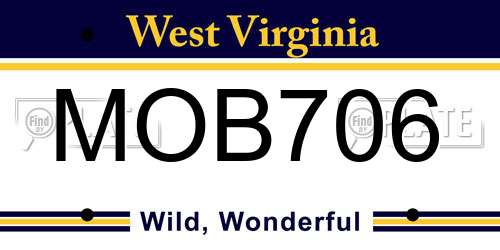 MOB706 West Virginia License Plate