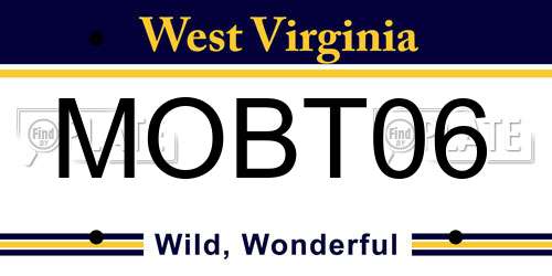 MOBT06 West Virginia License Plate