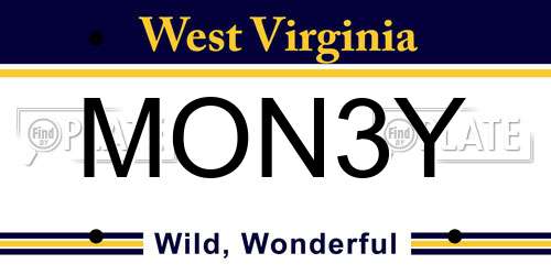 MON3Y West Virginia License Plate