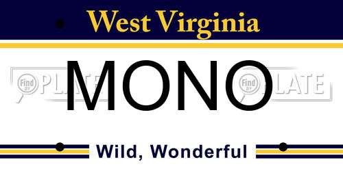MONO West Virginia License Plate