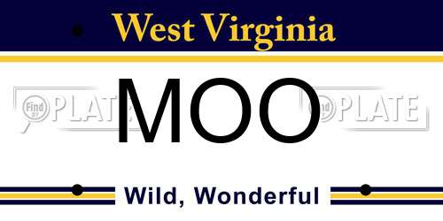 MOO West Virginia License Plate