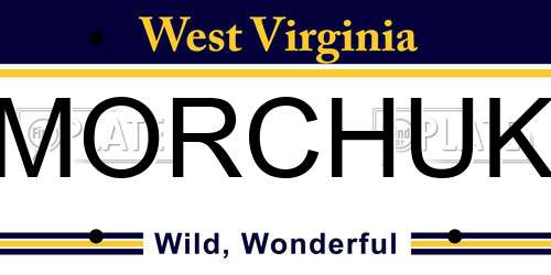 MORCHUK West Virginia License Plate