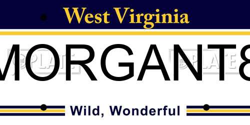 MORGANT8 West Virginia License Plate