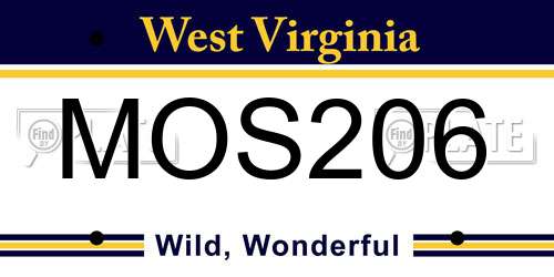 MOS206 West Virginia License Plate