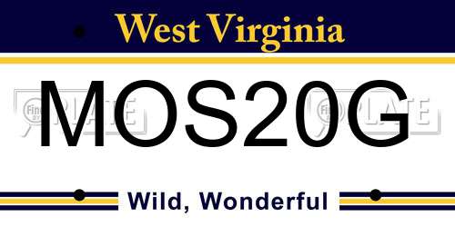 MOS20G West Virginia License Plate