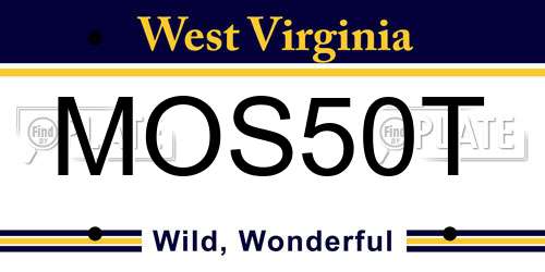 MOS50T West Virginia License Plate