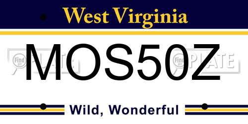 MOS50Z West Virginia License Plate