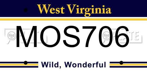 MOS706 West Virginia License Plate