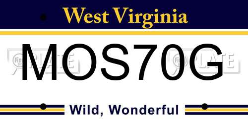 MOS70G West Virginia License Plate