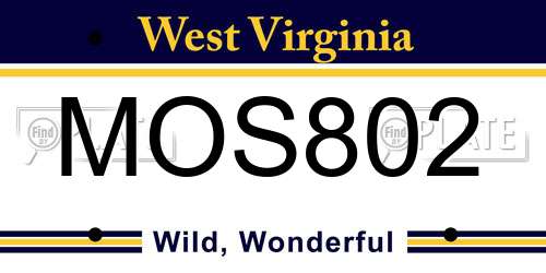 MOS802 West Virginia License Plate