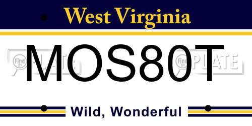 MOS80T West Virginia License Plate