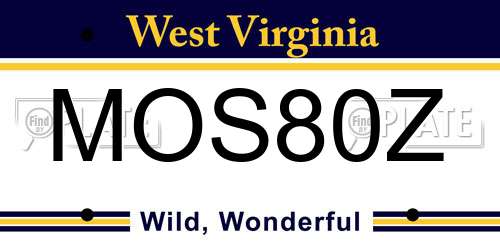 MOS80Z West Virginia License Plate