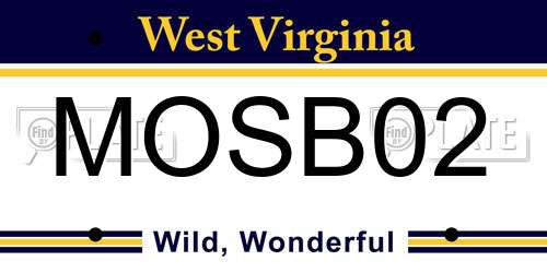 MOSB02 West Virginia License Plate