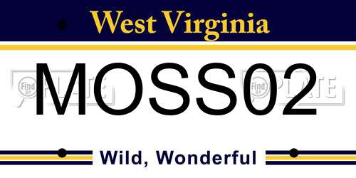 MOSS02 West Virginia License Plate